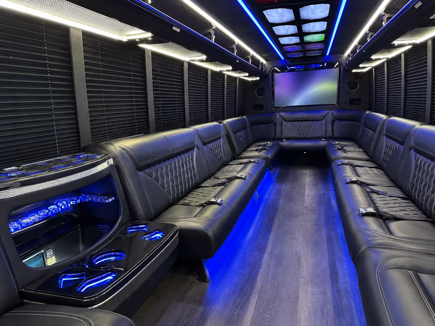 ofallon 20 passenger party bus inside