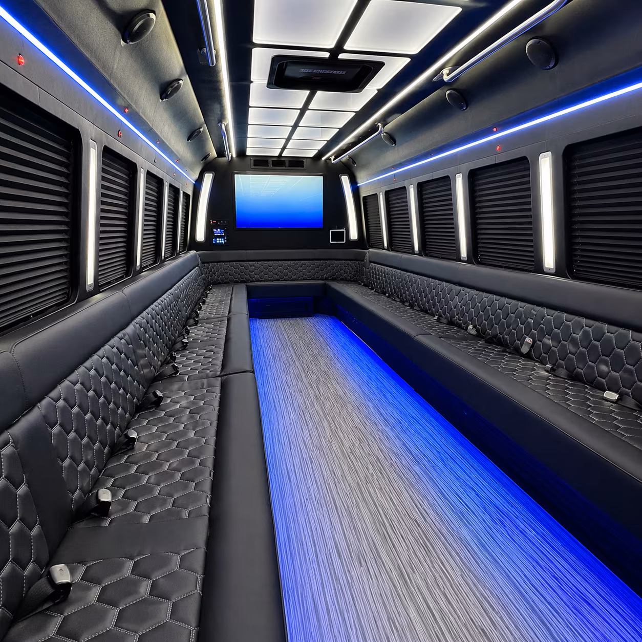 ofallon 50 passenger party bus inside